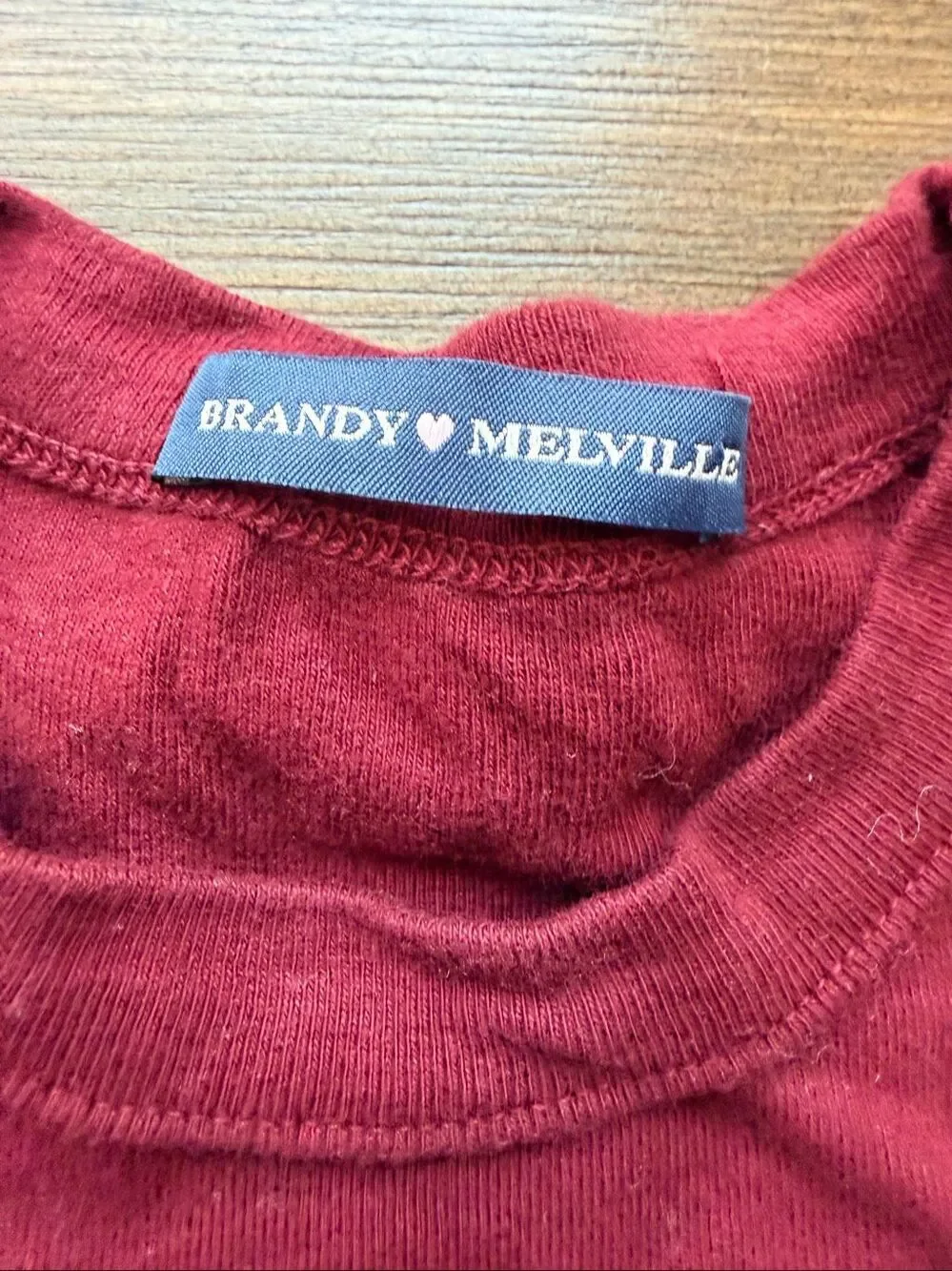 Brandy Melville Erica Oversized Crewneck T-Shirt Short Sleeve Wine Burgundy OS